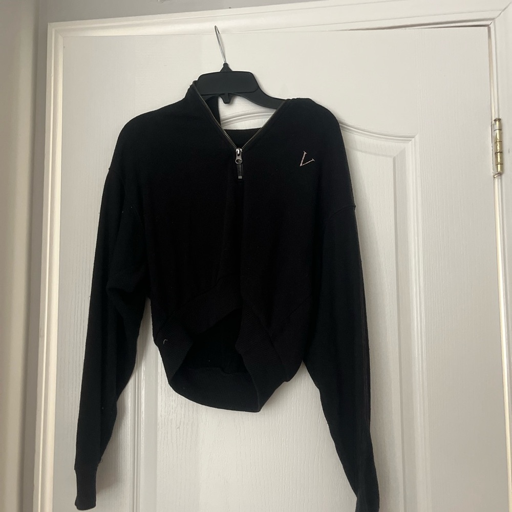 Victoria's Secret Black Half-Zip Cropped Sweatshirt
